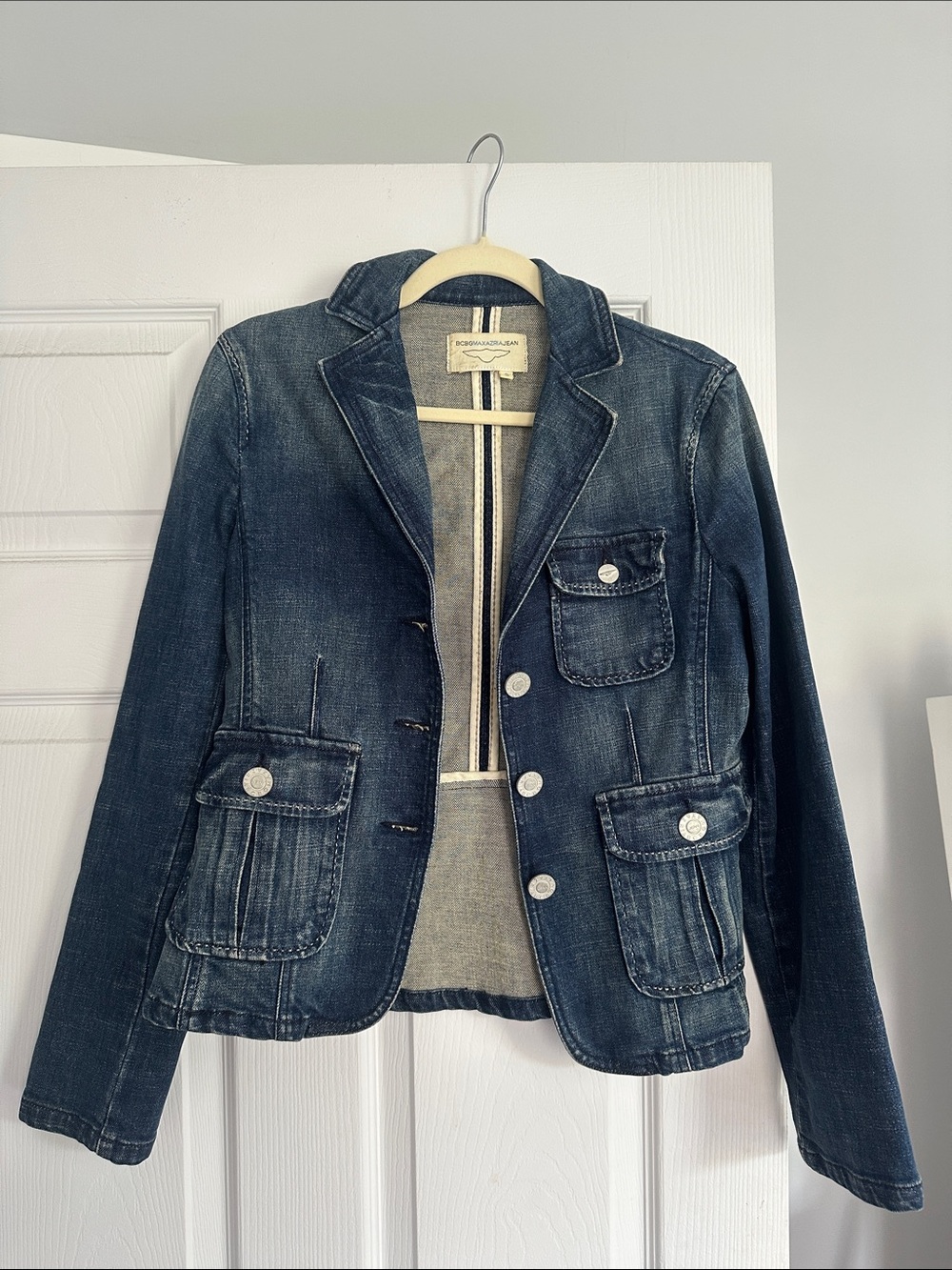 BCBGMaxAzria Dark Blue Denim Blazer Jacket